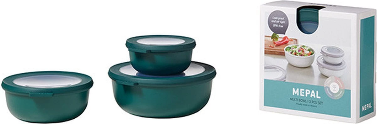 Mepal - Multikom Cirqula 3-delige Set (350 + 750 + 1250 Ml) - Mag In De Vriezer, Magnetron En Vaatwasser – Nordic Pine – Meal Prep Bakjes - Bewaardozen Met Deksel 3 Mepal - Multikom Cirqula 3-delige Set (350 + 750 + 1250 Ml) - Mag In De Vriezer, Magnetron En Vaatwasser – Nordic Pine – Meal Prep Bakjes - Bewaardozen Met Deksel