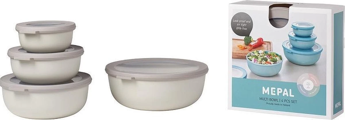 Mepal - Multikom Cirqula 4-delige Set (350 + 750 + 1250 + 2250 Ml) - Mag In De Vriezer, Magnetron En Vaatwasser – Nordic White – Meal Prep Bakjes - Bewaardozen Met Deksel 8 Mepal - Multikom Cirqula 4-delige Set (350 + 750 + 1250 + 2250 Ml) - Mag In De Vriezer, Magnetron En Vaatwasser – Nordic White – Meal Prep Bakjes - Bewaardozen Met Deksel - Afbeelding 6