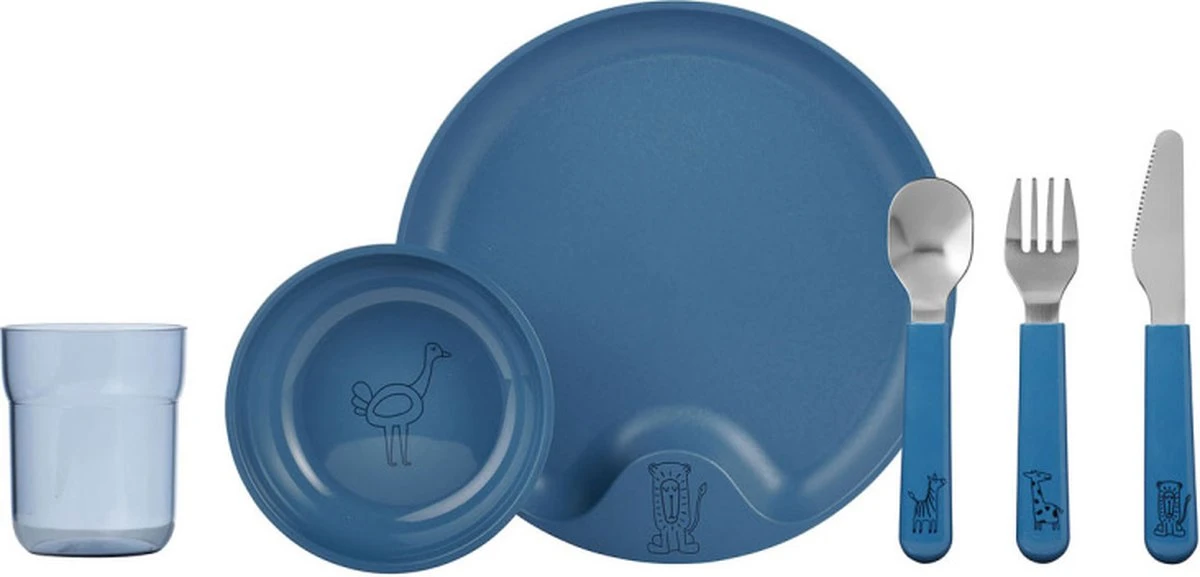 Mepal Mio – Kinderbord – Mag In De Magnetron – Deep Blue – Licht In Gewicht – Handige Inkeping - Kan Tegen Een Stootje 4 Mepal Mio – Kinderbord – Mag In De Magnetron – Deep Blue – Licht In Gewicht – Handige Inkeping - Kan Tegen Een Stootje - Afbeelding 2