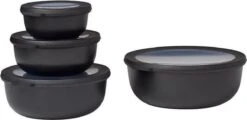 Mepal - Multikom Cirqula 4-delige Set (350 + 750 + 1250 + 2250 Ml) - Mag In De Vriezer, Magnetron En Vaatwasser – Nordic Black – Meal Prep Bakjes - Bewaardozen Met Deksel