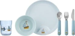 Mepal Mio – Kinderservies Set 6-delig – Bestaat Uit Een Bord, Schaaltje, Glas En Bestek – Sailors Bay - Licht In Gewicht – Kan Tegen Een Stootje