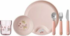 Mepal Mio – Kinderservies Set 6-delig – Bestaat Uit Een Bord, Schaaltje, Glas En Bestek – Flowers & Butterflies - Licht In Gewicht – Kan Tegen Een Stootje -Gezinswaren Verkoop 1200x624