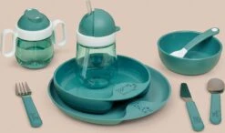 Mepal Mio – Kinderservies Set 6-delig – Bestaat Uit Een Bord, Schaaltje, Glas En Bestek – Deep Turquoise - Licht In Gewicht – Kan Tegen Een Stootje -Gezinswaren Verkoop 1200x711