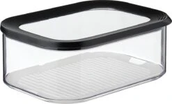 Mepal – Kaasdoos Modula – 2000 Ml – Zwart - Vershouddoos Met Deksel – Transparant – Bewaardoos Koelkast