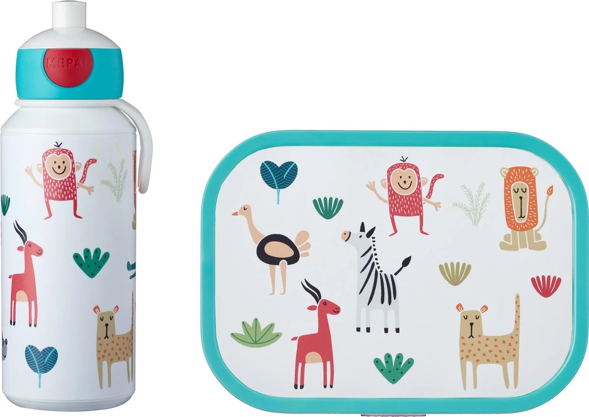 Mepal – Lunchset Campus (pu + Lb) – Pop-up Drinkfles En Broodtrommel Voor Kinderen – Animal Friends – Bento Box – Lekvrij 3 Mepal – Lunchset Campus (pu + Lb) – Pop-up Drinkfles En Broodtrommel Voor Kinderen – Animal Friends – Bento Box – Lekvrij