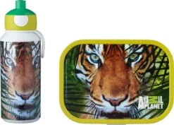 Mepal – Lunchset Campus (pu + Lb) – Pop-up Drinkfles En Broodtrommel Voor Kinderen – Animal Planet Tijger – Bento Box – Lekvrij