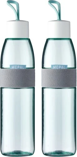 Mepal Ellipse Waterfles 700 Ml Voordeelset Van 2 Nordic Green- Geschikt Voor Koolzuurhoudende Dranken- Schoolartikel- Lunch- Kantoor- Travel- Outdoor