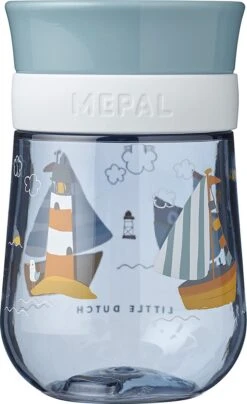 Mepal Mio – 360° Oefenbeker 300 Ml – Stimuleert Het Zelf Drinken – Sailors Bay – Kan Tegen Een Stootje – Drinkbeker Kinderen – Lekvrije Beker