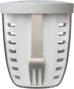 Mepal – Fruit-& Veggie Pot Ellipse – Fruitbox Voor Onderweg - Wit – Voorzien Van Vergietje En RVS Vorkje -Gezinswaren Verkoop 990x1200